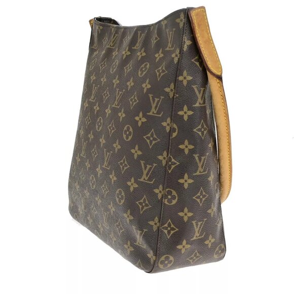 LOUIS VUITTON Logo Looping GM Shoulder Bag Monogram Leather Brown - Picture 15 of 16